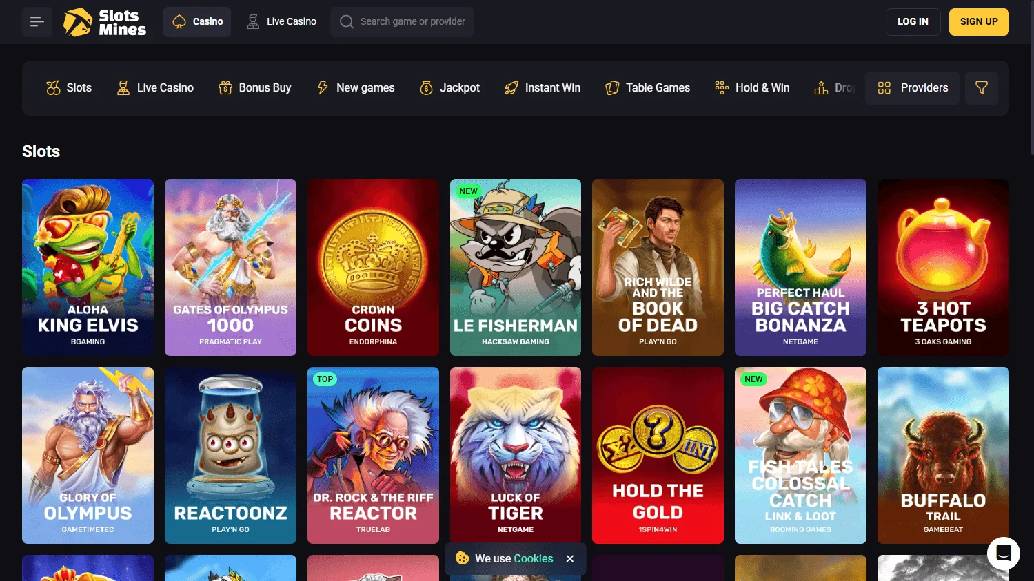 Slotsmines Casino desktop live casino and table games